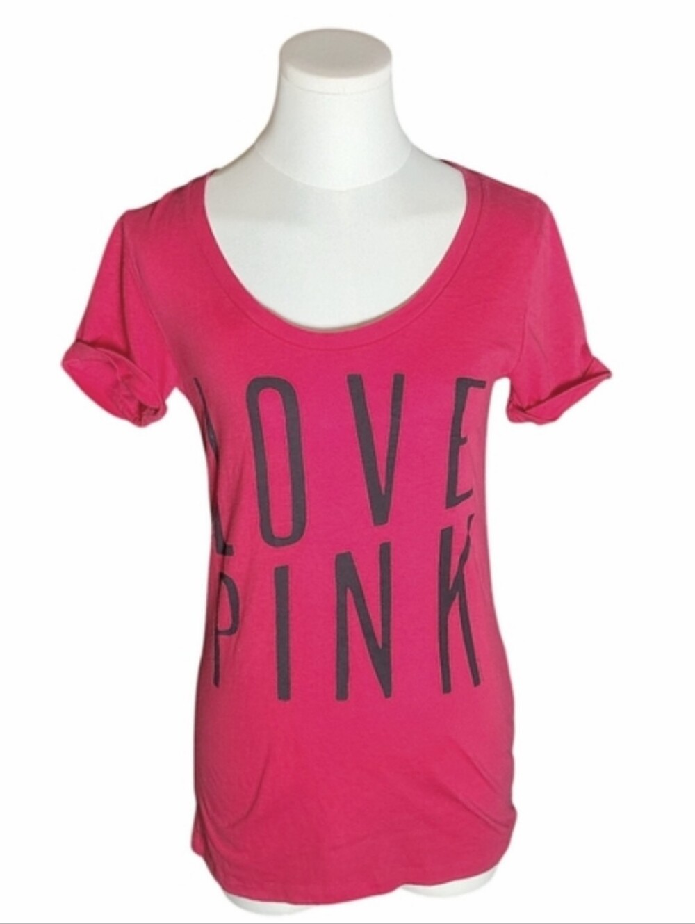 PINK Victoria's Secret Red and Black Lightweight Short Sleeve Tee Size Small